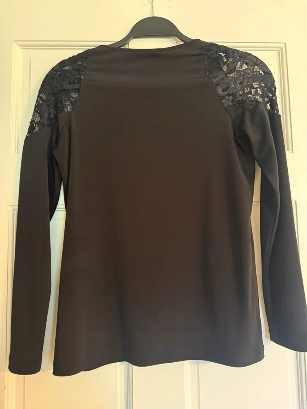 Ivanka Trump Black Lace-Shoulder Long Sleeve Top - Picture 3 of 3